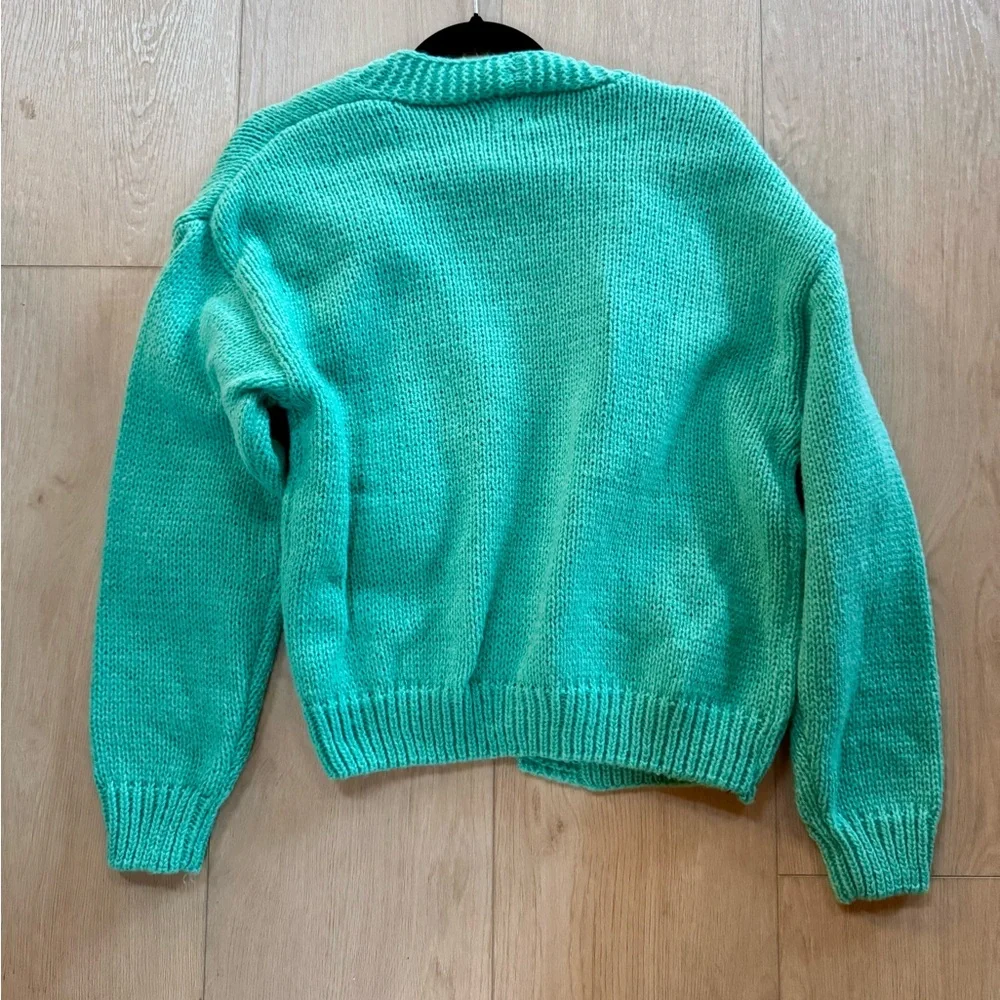 Luna Ivy Women’s Knitted Green Strawberry Embroidered Cardigan Sweater - Picture 3 of 3